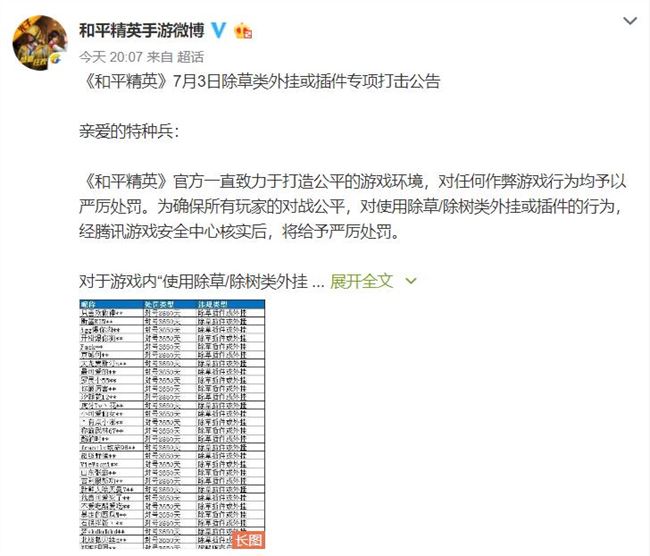 和平精英手游外挂共享-和平精英严厉打击除草类外挂或插件，作弊者将被封禁账号 3650 天